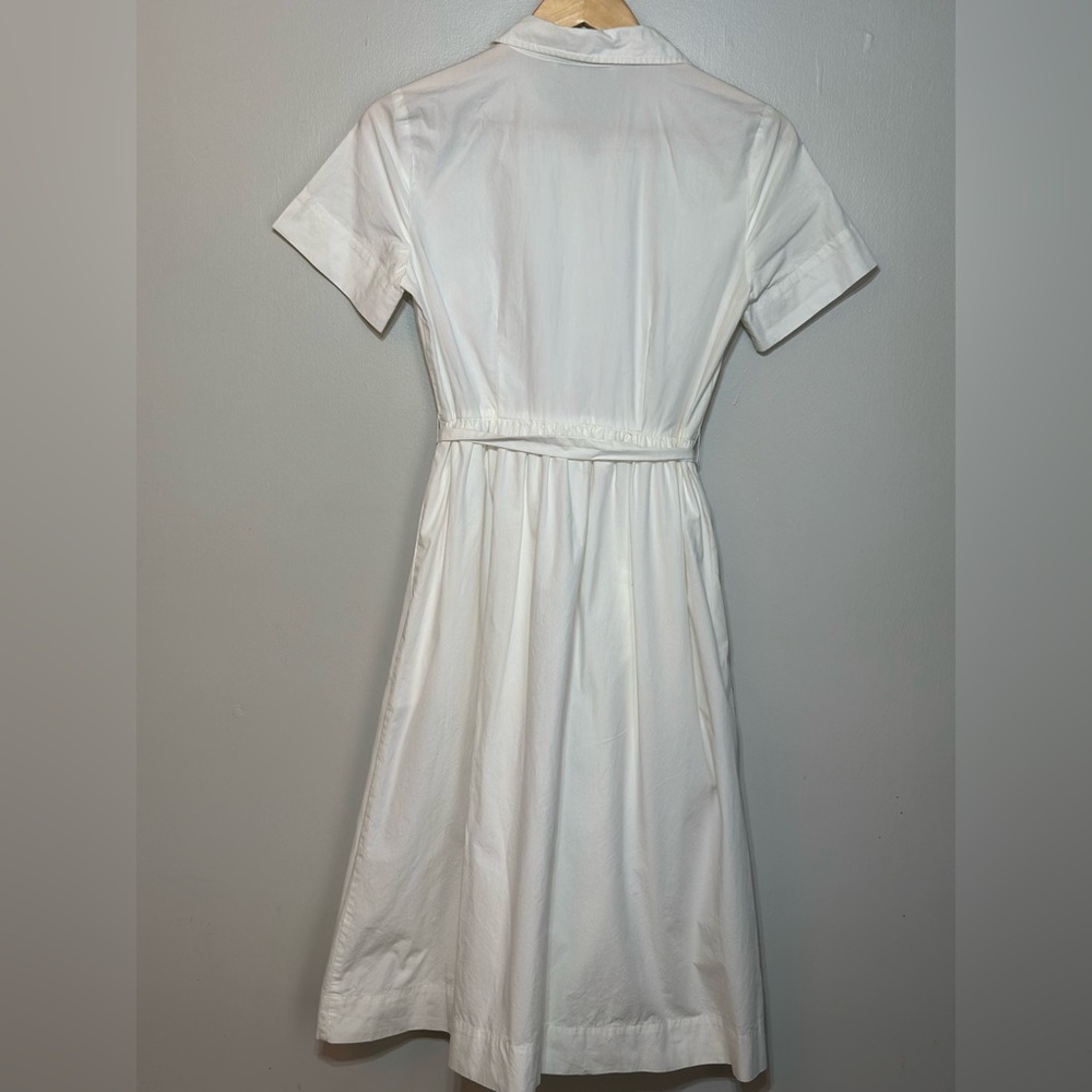 Loft White Short-Sleeve Shirt Dress with Tie Waist Cotton Women’s 2 #preppy#chic - Picture 2 of 7